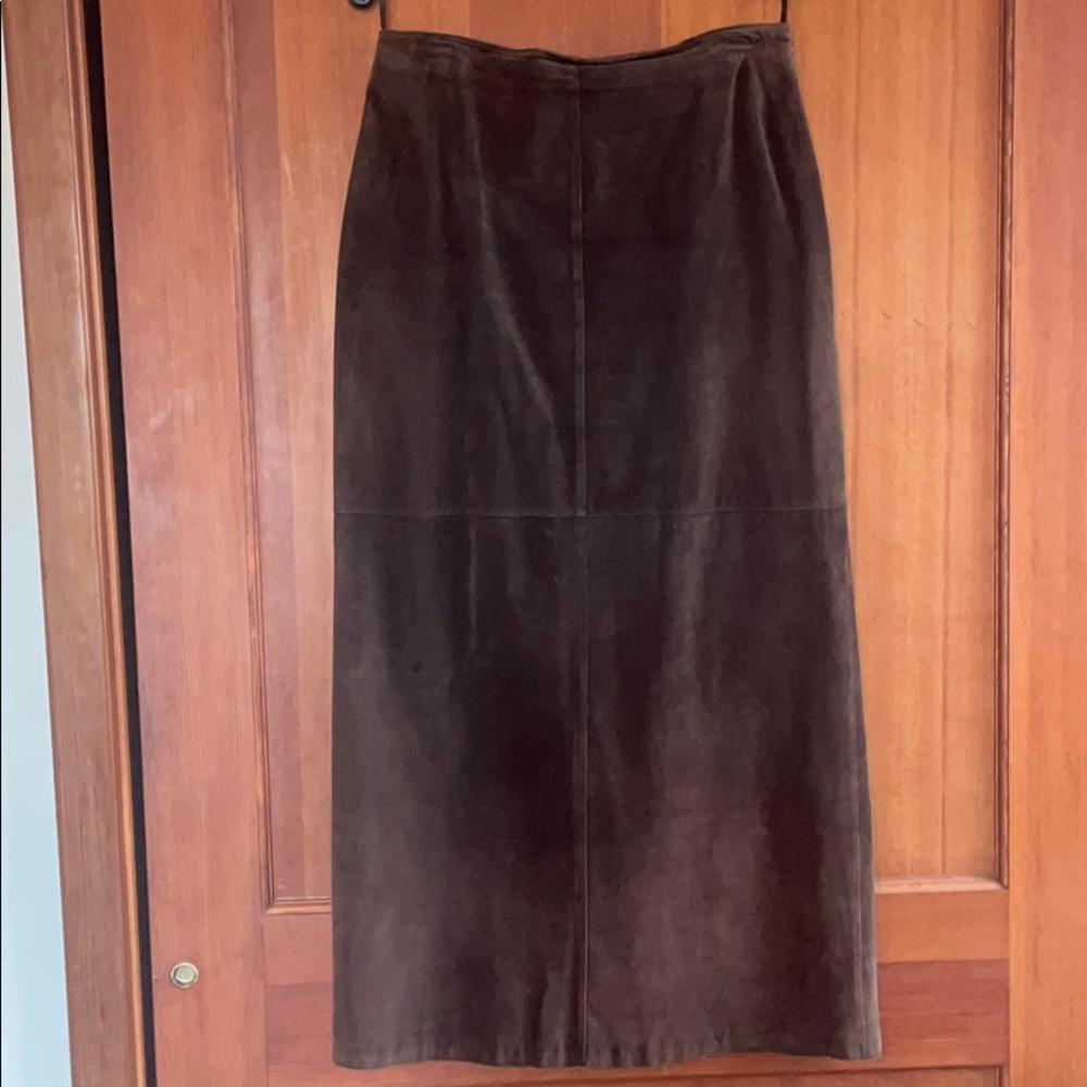 EUC Brooks Brothers brown suede leather skirt sz 6